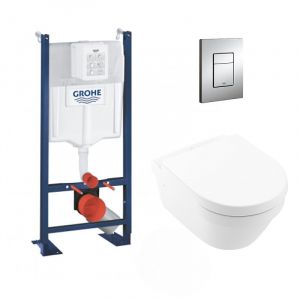 Grohe Pack WC Rapid SL autoportant NF + Cuvette Architectura sans bride fixations invisibles + Plaque chrome (ProjectArchitectura2-1)