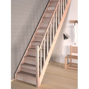 Escalier droit ouvert HandyStairs "VEGA80" - hauteur 280cm - 13 marches en hêtre - sans main courante
