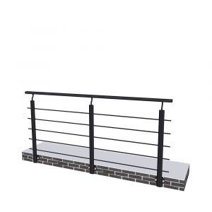 Garde-corps - Aluminium Noir - 200cm - Avec 5 traverses et 1 main courante - Pour int&eacute;rieur et ext&eacute;rieur - Fixation lat&eacute;rale