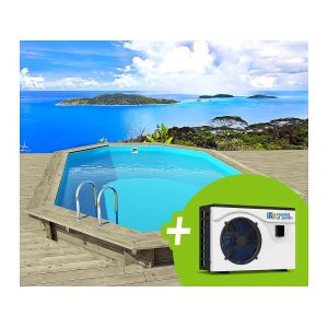 Piscine bois "" Palma 145 "" 7.57 x 4.07 x 1.44 m + Pompe &agrave; chaleur 6.1 kW