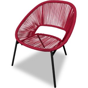 Fauteuil à cordes en résine - Rouge - 69x68x71cm