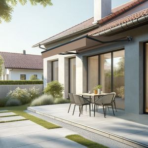 Store banne loggia LOCUS 2,50x1,50m (Motorisé et Interrupteur - Taupe - Gris anthracite)