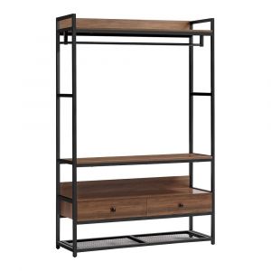 Portant à vêtements métal MDF 180 x 120 x 40 cm noir effet noyer 03_0008138