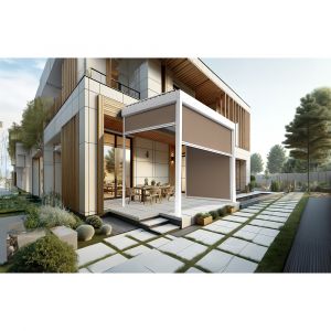 Coffre à coulisses pour pergola AVANOA 4,00x2,50m (Taupe - Blanc)