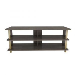 Pueblo Meuble TV 120 cm Niches et &Eacute;tag&egrave;res Ouvertes (Dor&eacute; et Wenge)
