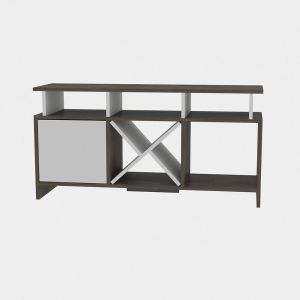 Auburn TV Meuble TV 120 cm Pour les TVs 55"  Niches et Armoire (Blanc et Wenge)