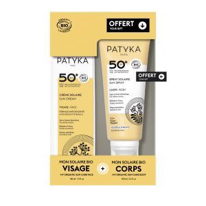 Duo Solaire crème solaire visage SPF50+ et spray solaire corps SFP50+ 100ml offert                                - Patyka