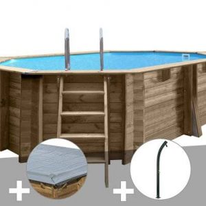 Kit piscine bois Gr&eacute; Grenade 2 4,36 x 3,36 x 1,17 m + B&acirc;che hiver + Douche