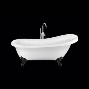 Baignoire ancienne rétro sur pieds RICHMOND Blanche 155 cm Pieds d'Aigle Noirs