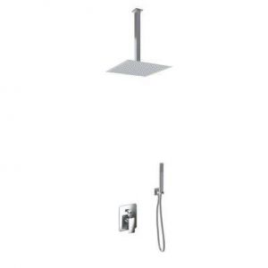 Set pour douche double fonction modéle slim avec pommeau douche - 25x25 pommeau douche - barre de fixation au plafond