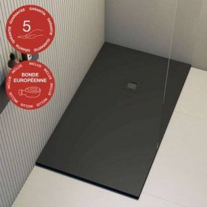 Receveur de douche Poalgi, extraplat, noir anthracite, L.90 x l.180 cm, finition ardoise, série Hos's