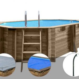 Kit piscine bois Gré Grenade 2 4,36 x 3,36 x 1,17 m + Bâche hiver + Bâche à bulles + Douche
