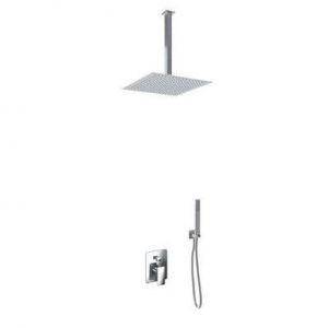 Set pour douche double fonction modéle slim avec pommeau douche – 30x30 pommeau douche - barre de fixation au plafond