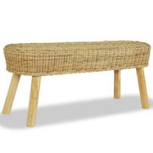 Banquette pouf tabouret meuble banc d'entrée 110 cm rotin naturel beige 3002213