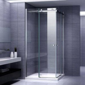 ATEMIS Cabine de douche d'angle H. 200 cm porte coulissante verre 8 mm transparent 100 x 100 cm + receveur