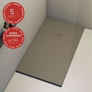 Receveur de douche Poalgi, extraplat, gris tundra, L.90 x l.180 cm, finition ardoise, s&eacute;rie Hos's