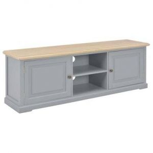 Meuble t&eacute;l&eacute; buffet tv t&eacute;l&eacute;vision design pratique gris 120 cm bois 2502191/2