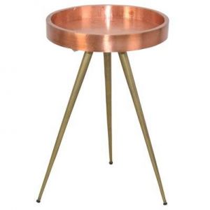 Table d'appoint / porte-plante avec 3 pieds en métal et MDF couleur cuivre TABA05079