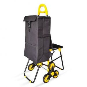 VOUNOT Chariot de courses pliable avec siege Jaune