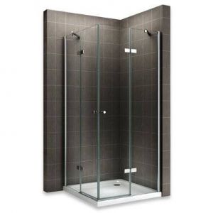 MAYA Porte de douche d'angle H 180 cm verre 6 mm transparent 85 x 85 cm + receveur