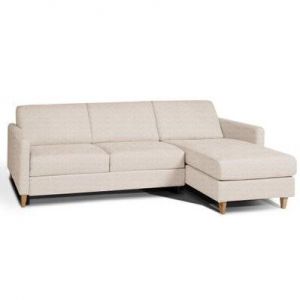 Canap&eacute; convertible d'angle OSLO matelas 16 cm syst&egrave;me express sommier lattes RENATONISI tweed beige