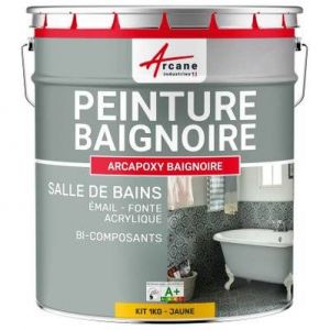 PEINTURE BAIGNOIRE LAVABO - Résine Époxy-1 kg (jusqu'à 3 m² en 2 couches) Jaune - RAL 1023