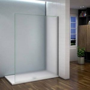 Paroi de douche italienne 100x200cm paroi de douche en verre 8mm anticalcaire et dépoli, sans barre de fixation