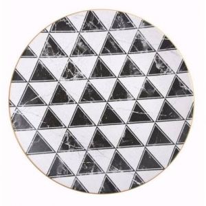 Set de 4 assiettes &agrave; dessert Foxia - en gr&egrave;s c&eacute;ramique - &Oslash;20 cm - noir & blanc