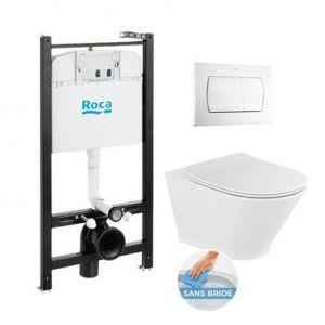 Roca Pack B&acirc;ti-support ROCA ACTIVE + WC GAP ROUND sans bride + Abattant softclose + Plaque de commande blanche