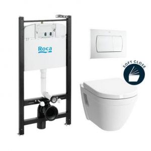 Roca Pack Bâti-support Roca Active + WC suspendu Vitra + Abattant soft close + plaque blanche (RocaActiveS50softclose-1)