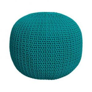 Pouf tricot bleu Elisa D40 cm