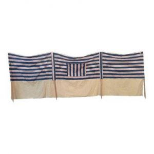 Pare-vent plage 2.7m tissu 100% coton Evora Bleu - écru et rouge