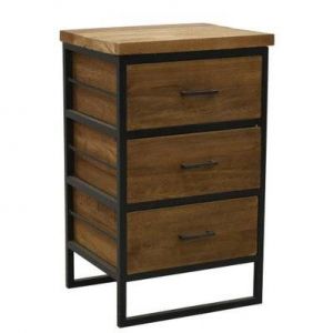 Commode en bois recyclé et métal LOFT 3 tiroirs