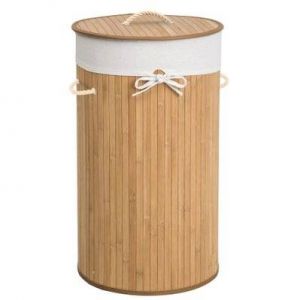 Tectake  Panier à linge bambou rond