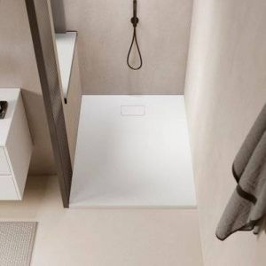 Receveur de douche 90 x 150 cm extra plat PIATTO en SoliCast&reg; surface ardois&eacute;e blanc
