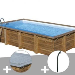 Kit piscine bois Gr&eacute; Evora 6,20 x 4,20 x 1,33 m + B&acirc;che hiver + Douche