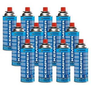 Pack de 12 Bouteilles de gaz Cartouche gaz KEMPER 220g butane UN2037 Bonbonne pour appareils à gaz