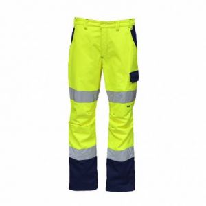 Pantalon de travail haute-visibilité multipoche Inn-Panel DUCATI - 190 g/m² - jaune/bleu marine - taille 52