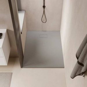 Receveur de douche 90 x 130 cm extra plat PIATTO en SoliCast&reg; surface ardois&eacute;e gris