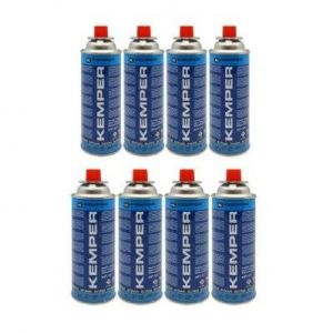 Cartouche gaz KEMPER 220g butane Pack de 8 Bouteilles de gaz UN2037 Bonbonne pour appareils à gaz