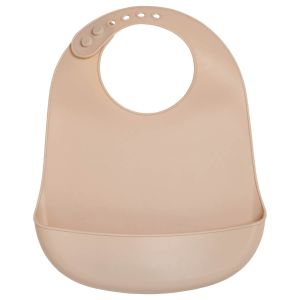 Bavoir b&eacute;b&eacute; 21x30 cm - Bavoir silicone 6 mois - Noisette