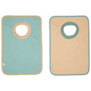 2 bavoirs b&eacute;b&eacute; 25x38 cm passe-t&ecirc;te - Bavoir 6 mois - Unis contrast&eacute;s