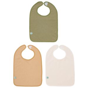 3 bavoirs b&eacute;b&eacute; 25x36 cm &eacute;ponge - Bavoir 6 mois &agrave; scratch - Les Color&eacute;s