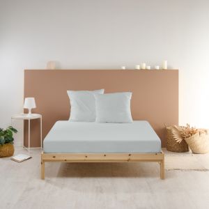 Drap Housse uni percale - gris clair : Taille - 180x200cm