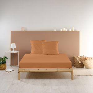 Drap Housse uni percale - terracotta : Taille - 180x200cm