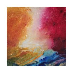 Peinture Paysage Orange Rouge par Chebrou de Lespinats Nadine | Tableau Abstrait - Huile - Paysages, Minimaliste