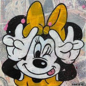 Peinture F1 Minnie espiègle par Marie G. | Tableau Pop-art - Bois, Acrylique, Collage - Icones Pop