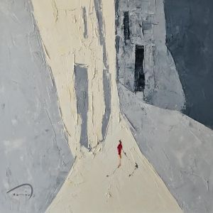 Peinture Habillé de rouge par Tomàs | Tableau Abstrait - Huile - Scènes de vie, Urbain