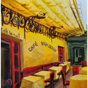 Peinture Cafe van gogh par Rasa | Tableau Figuratif - Acrylique - Architecture