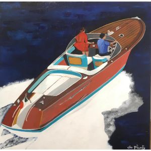 Peinture La robe rouge par Du Planty Anne | Tableau Figuratif - Huile - Scènes de vie